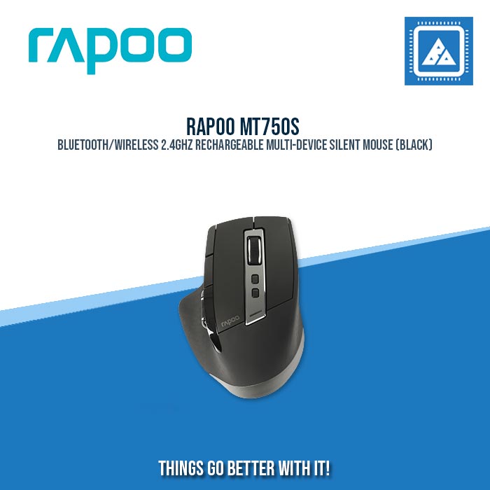 RAPOO MT750S BLUETOOTH/WIRELESS 2.4GHZ RECHARGEABLE MULTI-DEVICE SILENT MOUSE (BLACK)