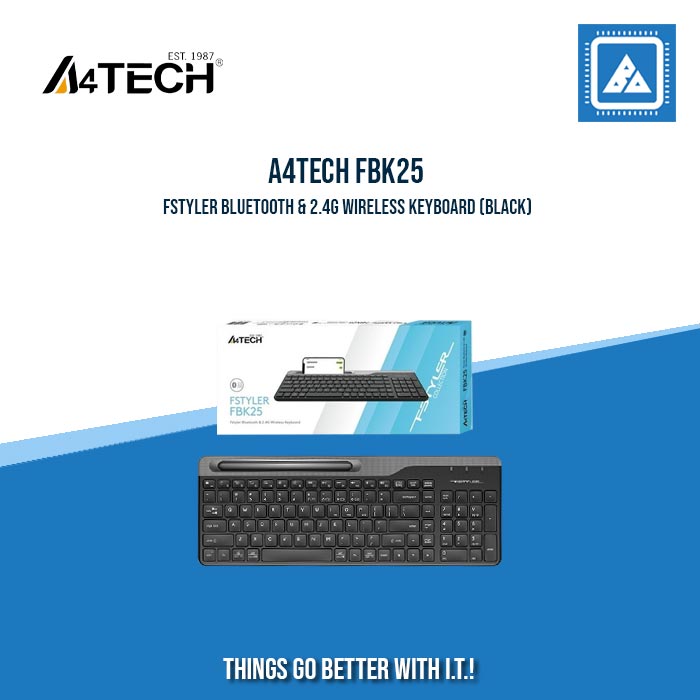 A4TECH FBK25 FSTYLER BLUETOOTH & 2.4G WIRELESS KEYBOARD (BLACK ...
