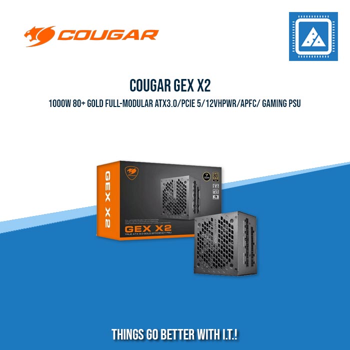 COUGAR GEX X2 1000W 80+ GOLD FULL-MODULAR ATX3.0/PCIE 5/12VHPWR/APFC/ GAMING PSU
