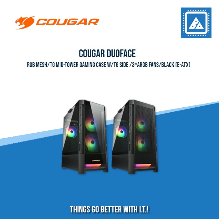COUGAR DUOFACE RGB MESH/TG MID-TOWER GAMING CASE W/TG SIDE /3*ARGB FANS (E-ATX)