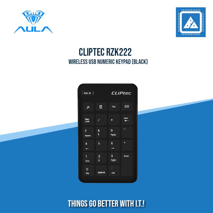 CLIPTEC RZK222 WIRELESS USB NUMERIC KEYPAD (BLACK)