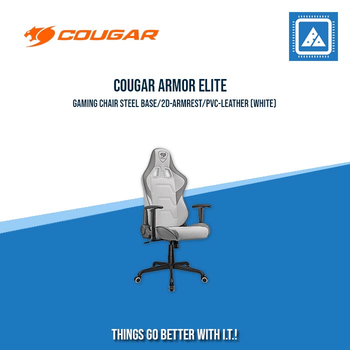 COUGAR ARMOR ELITE GAMING CHAIR STEEL BASE/2D-ARMREST/PVC-LEATHER (WHITE)