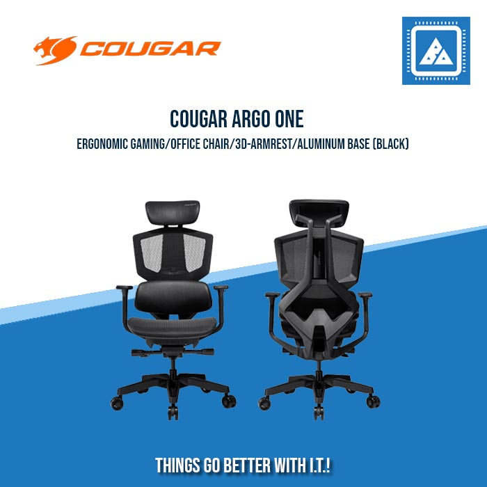 COUGAR ARGO ONE ERGONOMIC GAMING/OFFICE CHAIR/3D-ARMREST/ALUMINUM BASE (BLACK/BLACK ORANGE))