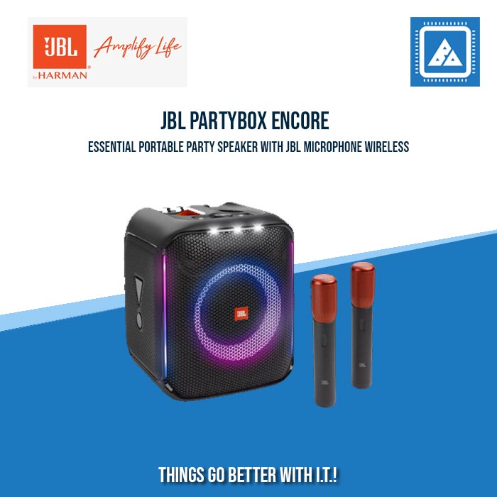 JBL PARTYBOX ENCORE PORTABLE BLUETOOTH SPEAKER W/ 2 WIRELESS MIC (BLACK)