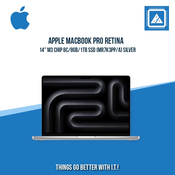 APPLE MACBOOK PRO RETINA 14 M3 CHIP 8C8GB1TB SSD (MR7K3PPA) BEST FOR FREELANCERS LAPTOP