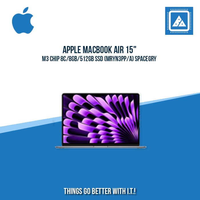 APPLE MACBOOK AIR 15" M3 CHIP 8C/8GB/512GB SSD (MRYN3PP/A) | BEST FOR CORPORATES AND FREELANCER LAPTOP