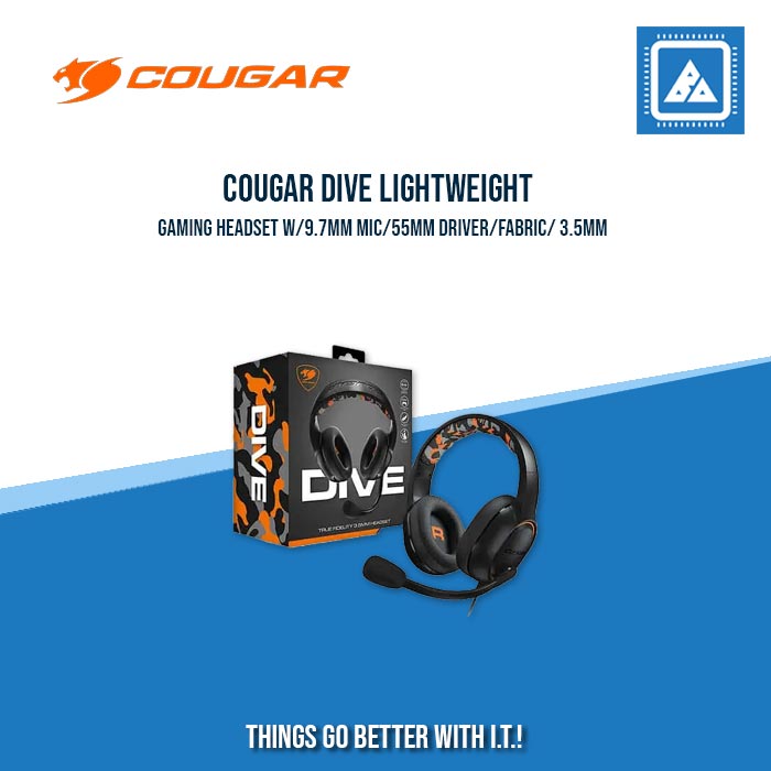 COUGAR DIVE LIGHTWEIGHT GAMING HEADSET W/9.7MM MIC/55MM DRIVER/FABRIC/ 3.5MM