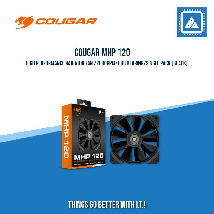 COUGAR MHP 120 HIGH PERFORMANCE RADIATOR FAN /2000RPM/HDB BEARING/SINGLE PACK (BLACK/WHITE)