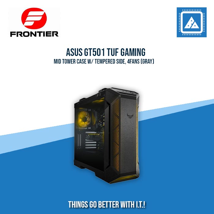 ASUS GT501 TUF GAMING MID TOWER CASE W/ TEMPERED SIDE, 4FANS (GRAY)