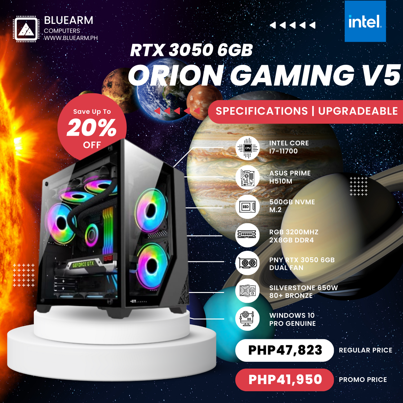 Intel Core I7 11700 Orion Gaming Build V5 Bluearm Computer Store