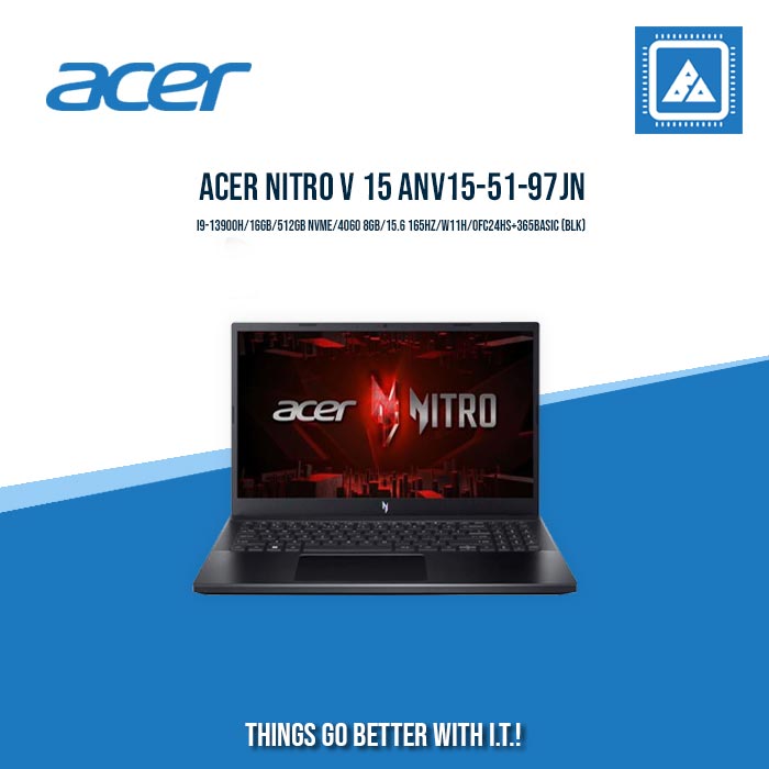 ACER NITRO V 15 ANV15-51-97JN I9-13900H/16GB/512GB NVME/4060 8GB/15.6 165HZ/W11H/OFC24HS+365BASIC (BLK) |BEST FOR GAMINGS LAPTOP