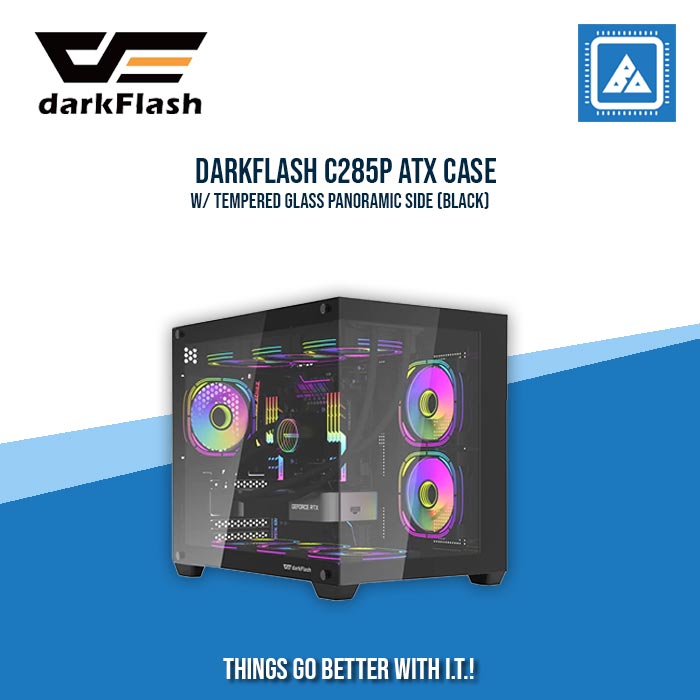 DARKFLASH C285P ATX CASE W/ TEMPERED GLASS PANORAMIC SIDE (BLACK/WHITE)