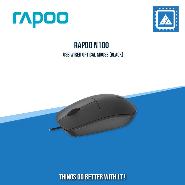 RAPOO N100 USB WIRED OPTICAL MOUSE (BLACK\WHITE)