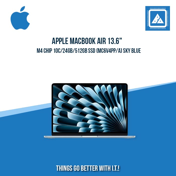 APPLE MACBOOK AIR 13.6" M4 CHIP 10C/24GB/512GB SSD (MC6V4PP/A) | BEST FOR FREELANCERS LAPTOP