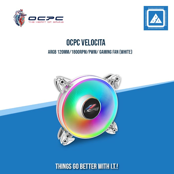 OCPC VELOCITA ARGB 120MM/1800RPM/PWM/ GAMING FAN (BLACK|WHITE)
