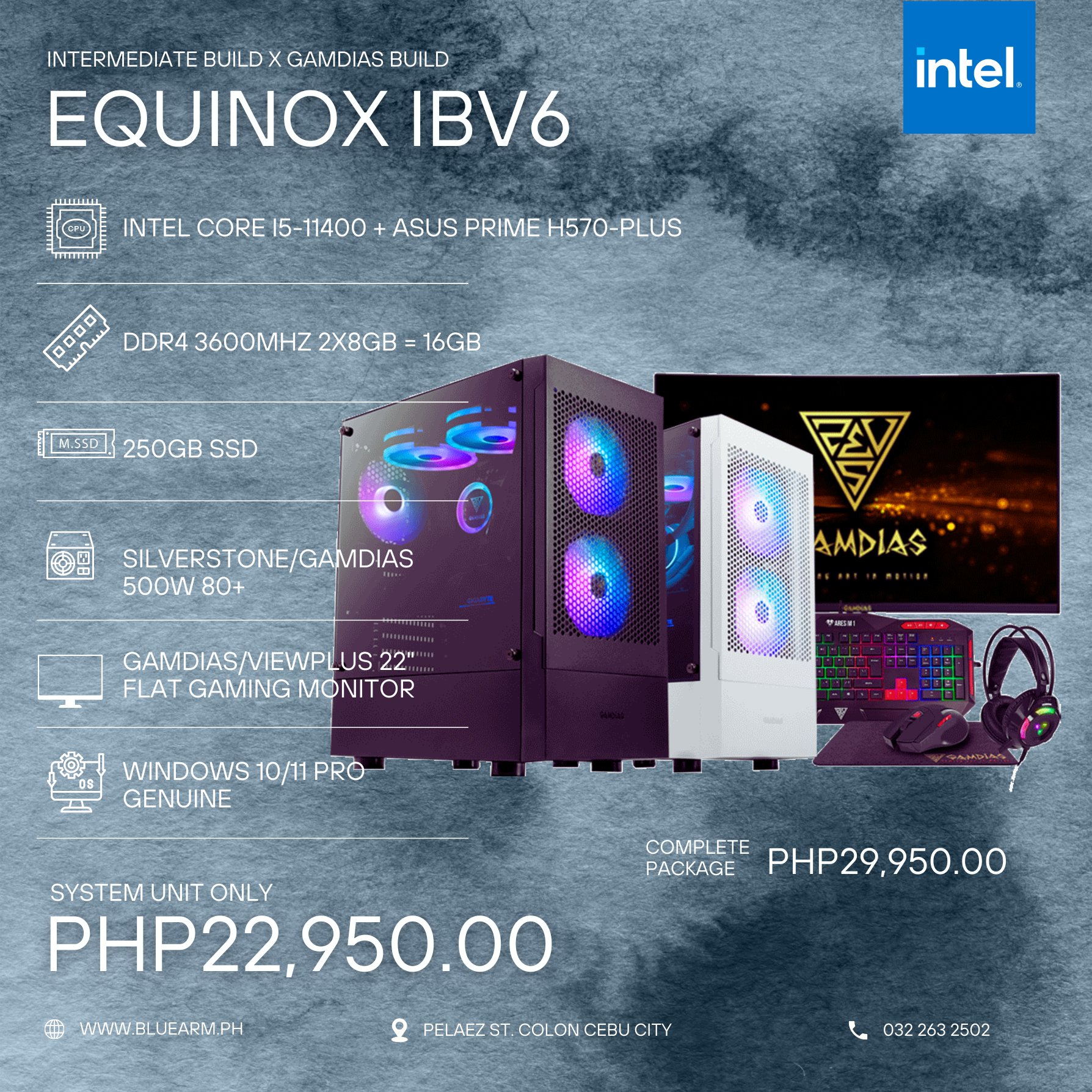 INTEL CORE I5 11400 + ASUS PRIME H570-PLUS EQUINOX IBV6 – BlueArm