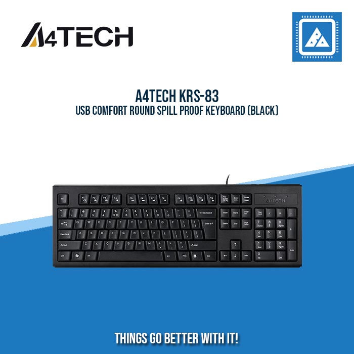 A4TECH KRS-83 USB COMFORT ROUND SPILL PROOF KEYBOARD (BLACK)