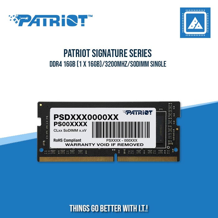 PATRIOT SIGNATURE LINE SERIES DDR4 16GB (1 X 16GB)/3200MHZ/SODIMM SINGLE