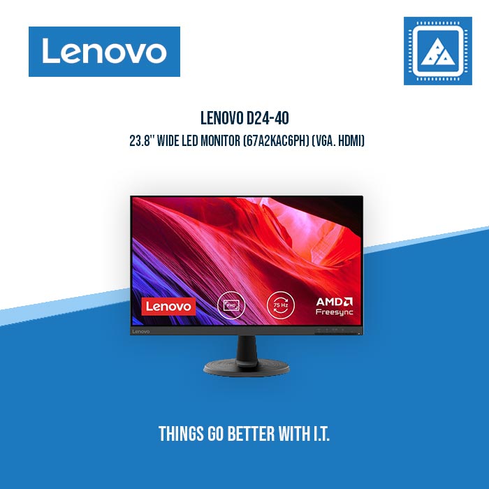 LENOVO D24-40 23.8" WIDE LED MONITOR (67A2KAC6PH) (VGA. HDMI)