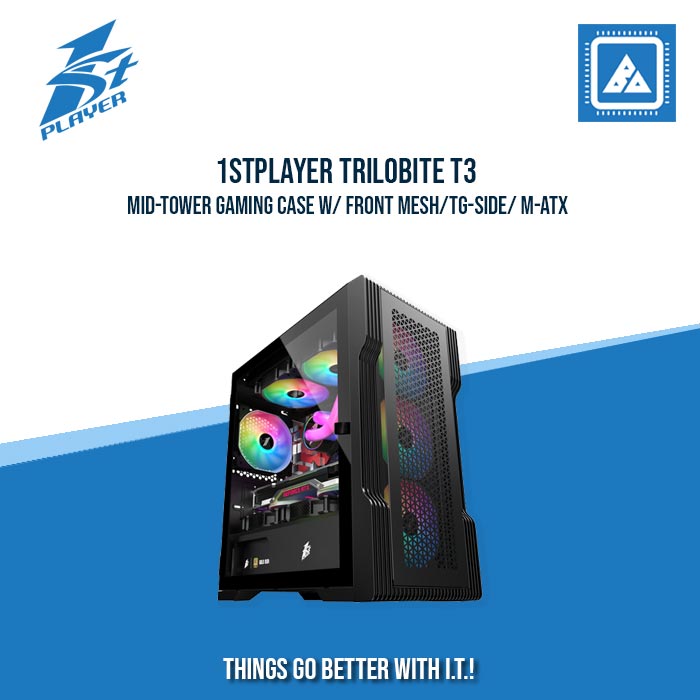 1STPLAYER TRILOBITE T3 MID-TOWER GAMING CASE W/ FRONT MESH/TG-SIDE/ M-ATX