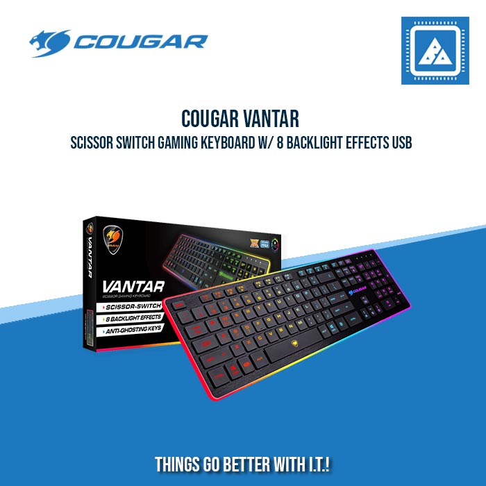 COUGAR VANTAR SCISSOR SWITCH GAMING KEYBOARD W/ 8 BACKLIGHT EFFECTS USB