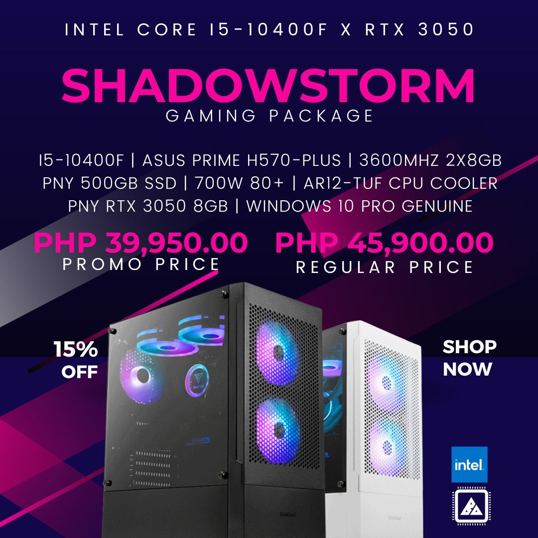 INTEL CORE I5-10400F SHADOWSTORM GAMING BUILD x RTX3050 x GAMDIAS