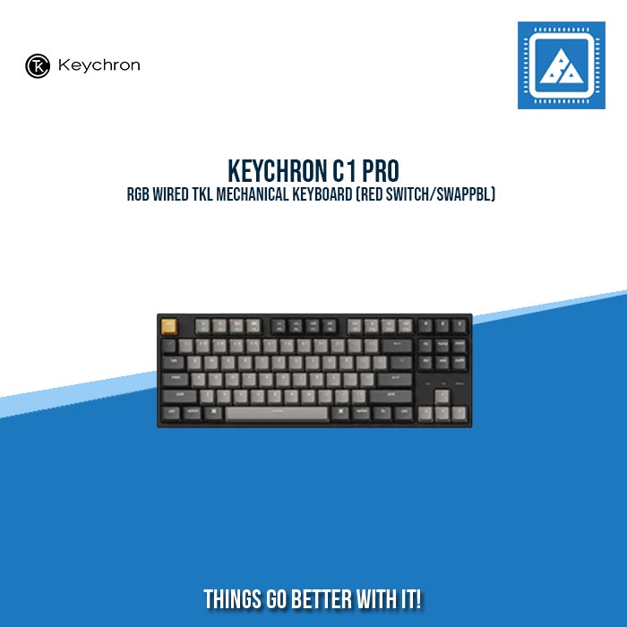 KEYCHRON C1 PRO RGB WIRED TKL MECHANICAL KEYBOARD (RED SWITCH/SWAPPBL)