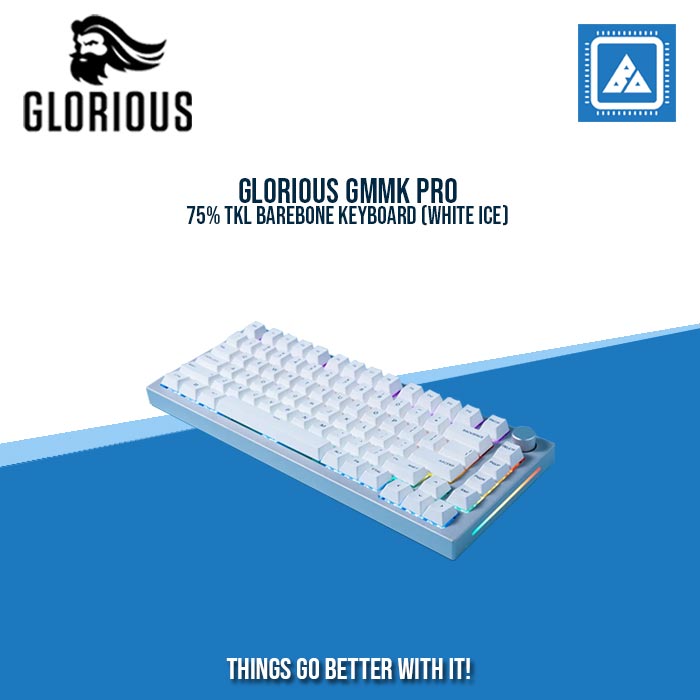 GLORIOUS GMMK PRO 75% TKL BAREBONE KEYBOARD (WHITE ICE)