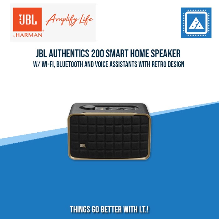 JBL AUTHENTICS 200 SMART HOME SPEAKER WITH WI-FI, BLUETOOTH, AND VOICE ASSISTANTS WITH RETRO DESIGN