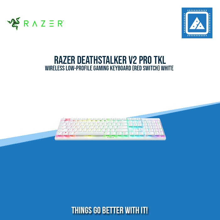 RAZER DEATHSTALKER V2 PRO TKL WIRELESS LOW-PROFILE GAMING KEYBOARD (RED SWITCH) WHITE