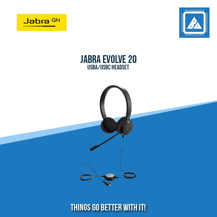 JABRA EVOLVE 20 USBA/USBC HEADSET – BlueArm Computer Store
