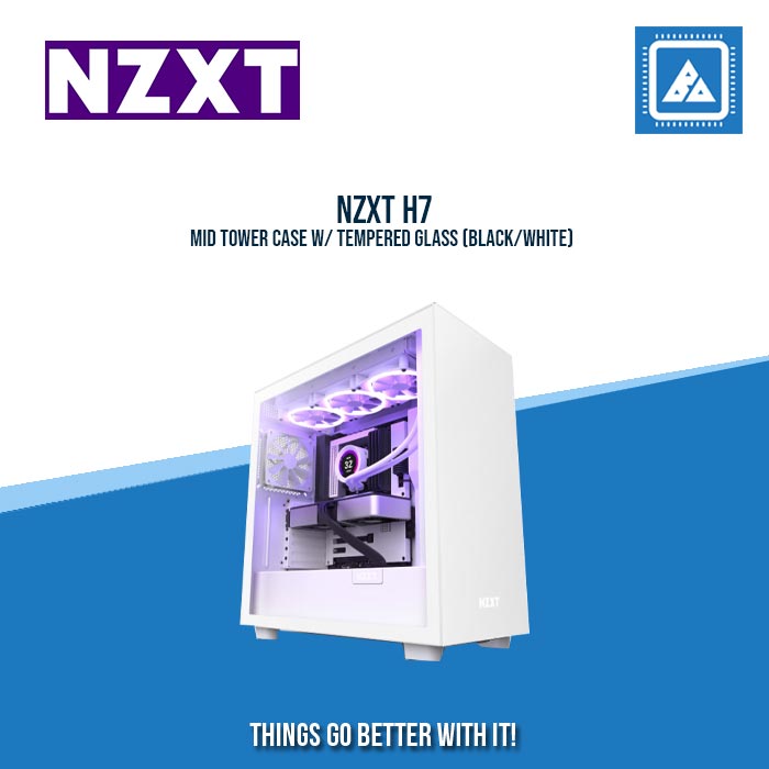 NZXT H7 MID TOWER CASE W/ TEMPERED GLASS (BLACK/WHITE)