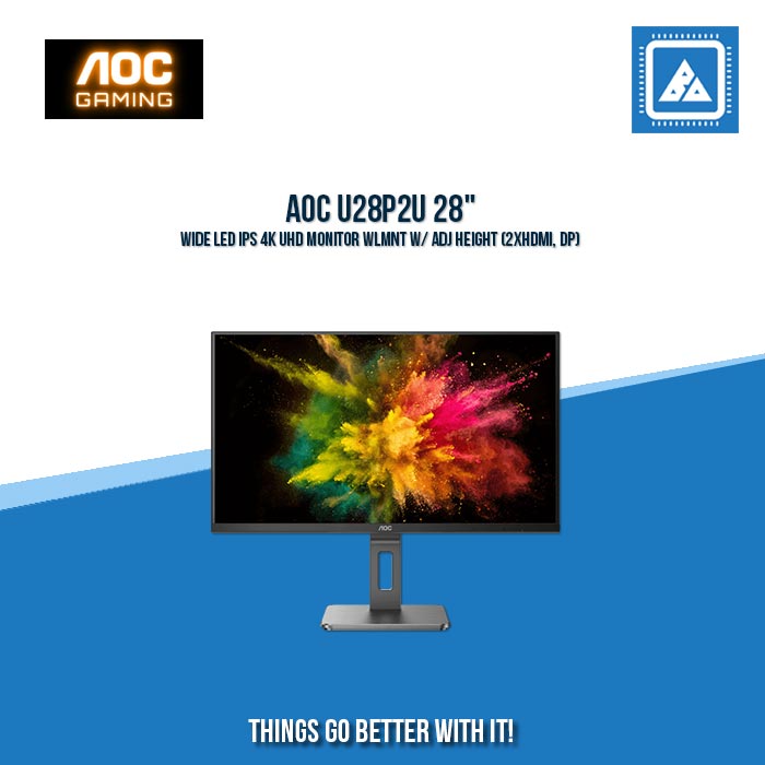 AOC U28P2U 28" WIDE LED IPS 4K UHD MONITOR WLMNT W/ ADJ HEIGHT (2XHDMI, DP)