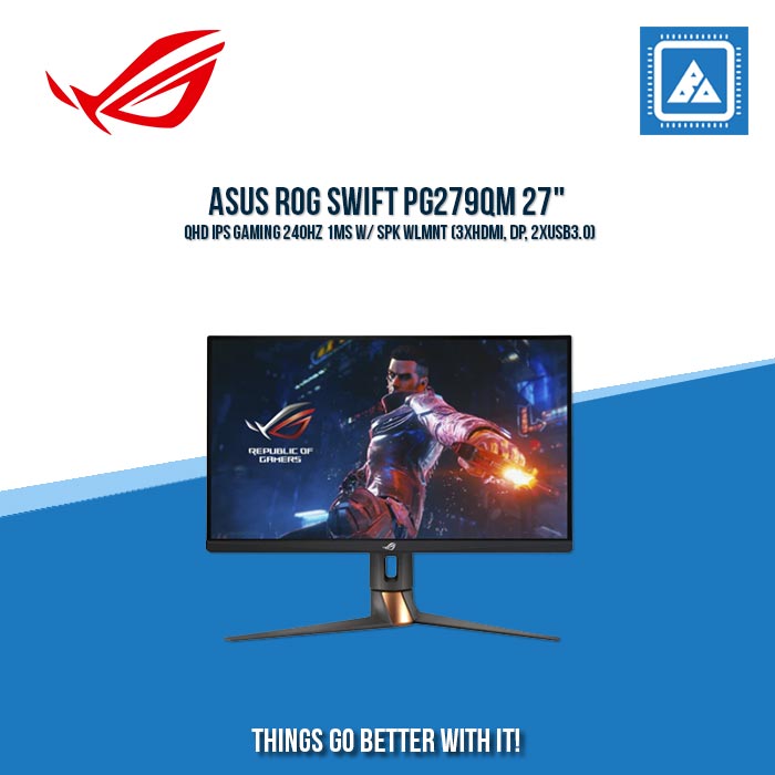 ASUS ROG SWIFT PG279QM 27" QHD IPS GAMING 240HZ 1MS W/ SPK WLMNT (3XHDMI, DP, 2XUSB3.0)