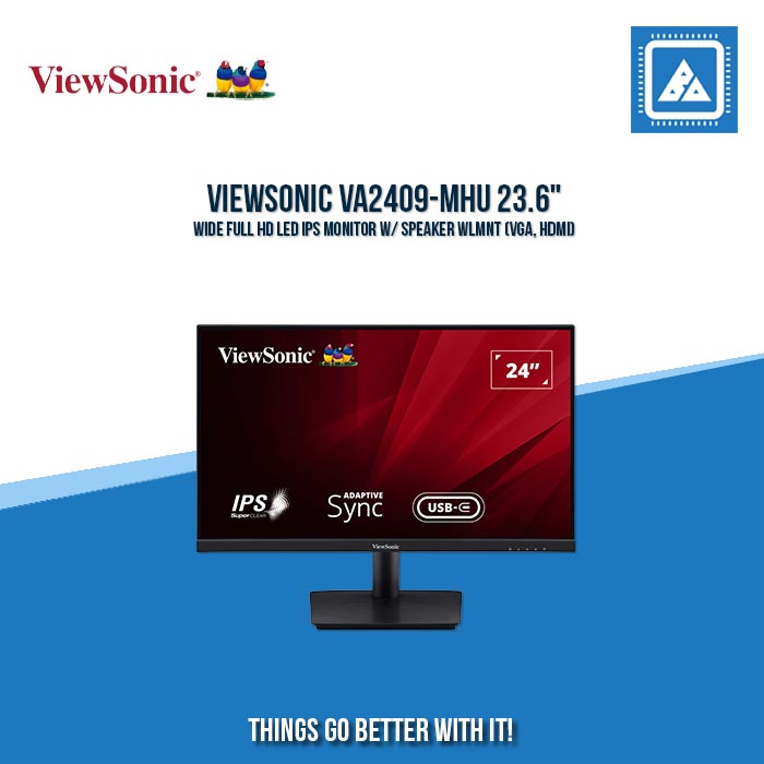 VIEWSONIC VA2409-MHU 23.6" WIDE FULL HD LED IPS MONITOR W/ SPEAKER WLMNT (VGA, HDMI)