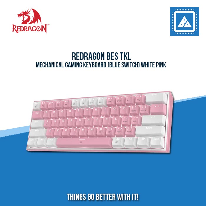 REDRAGON BES TKL MECHANICAL GAMING KEYBOARD (BLUE SWITCH) WHITE PINK|PINK WHITE