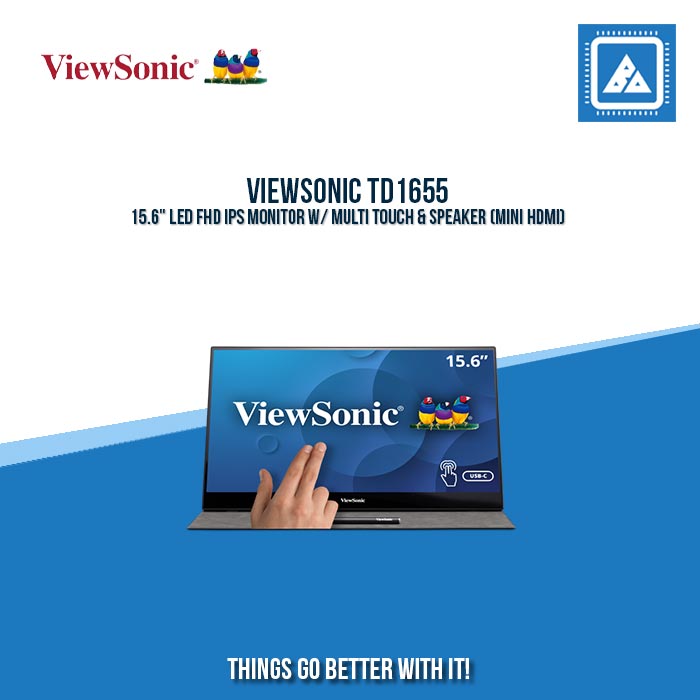 VIEWSONIC TD1655 15.6" LED FHD IPS MONITOR W/ MULTI TOUCH & SPEAKER (MINI HDMI)