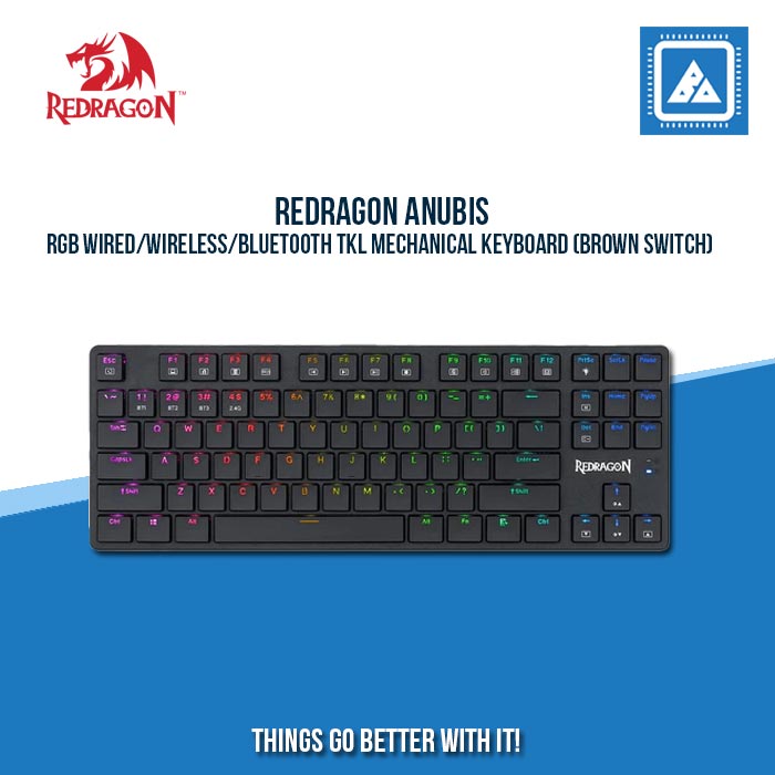 REDRAGON ANUBIS RGB WIRED/WIRELESS/BLUETOOTH TKL MECHANICAL KEYBOARD (BROWN SWITCH)