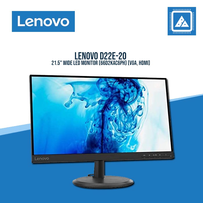 LENOVO D22E-20 21.5" WIDE LED MONITOR (66D2KAC6PH) (VGA, HDMI)