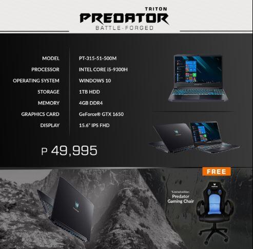 Predator laptop with free gaming online chair