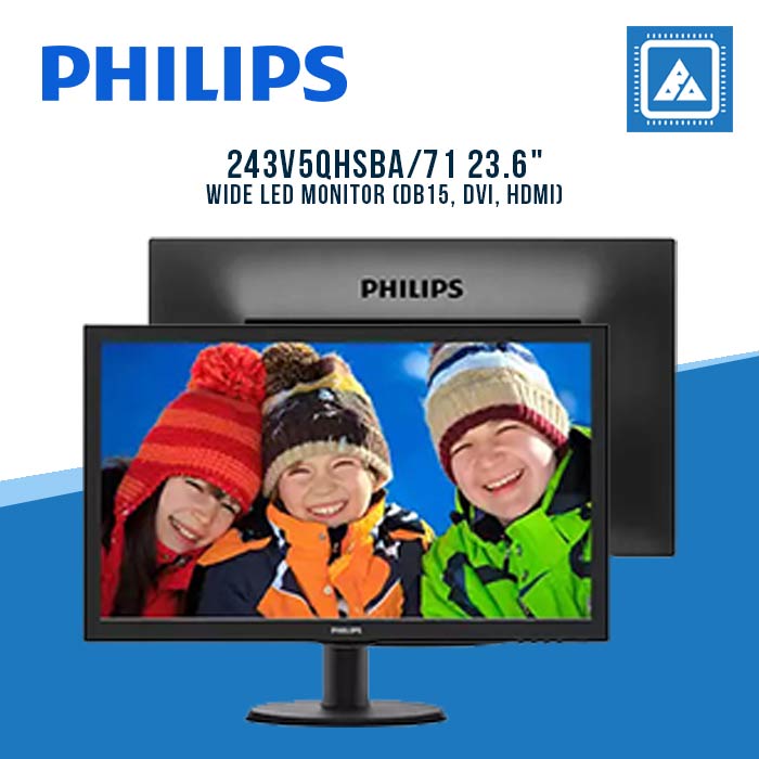 PHILIPS 243V5QHSBA/71 23.6" WIDE LED MONITOR (DB15, DVI, HDMI)