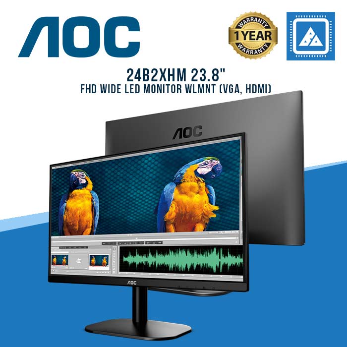 AOC 24B2XHM 23.8" FHD WIDE LED MONITOR WLMNT (VGA, HDMI)