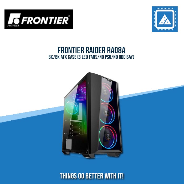 FRONTIER RAIDER RA08A BK/BK ATX CASE (3 LED FANS/NO PSU/NO ODD BAY)