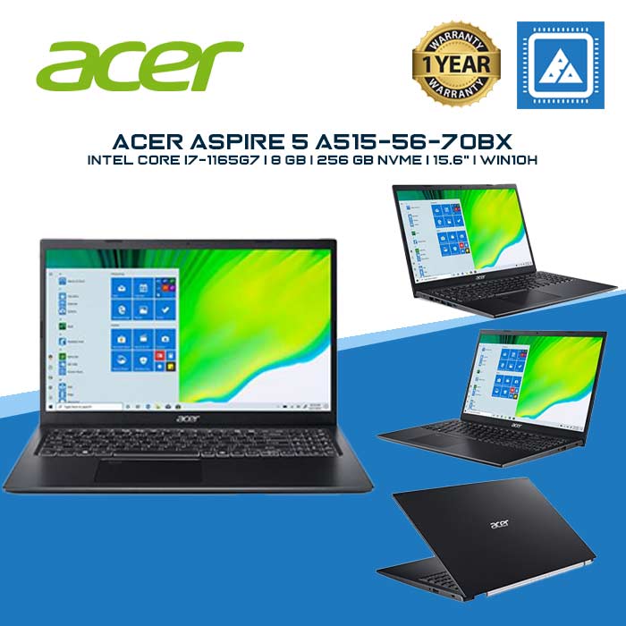 ACER NB ASP 5 A515-56-70BX I7-1165G7 | 15.6" | 8GB | 512GB | W10H
