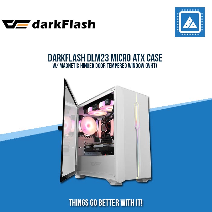 DARKFLASH DLM23 MICRO ATX CASE W/ MAGNETIC HINGED DOOR TEMPERED WINDOW (WHT)