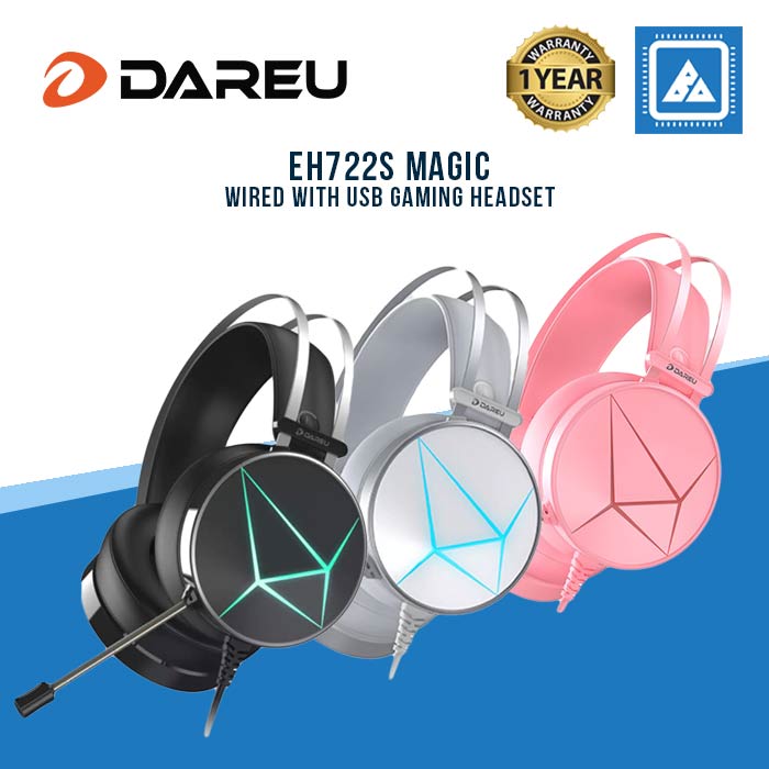 DAREU EH722s MAGIC GAMING HEADSET Black | Pink | White + Silver