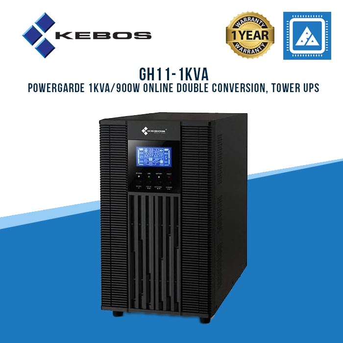 KEBOS PowerGArde 1KVA/900W Online Double Conversion, Tower UPS