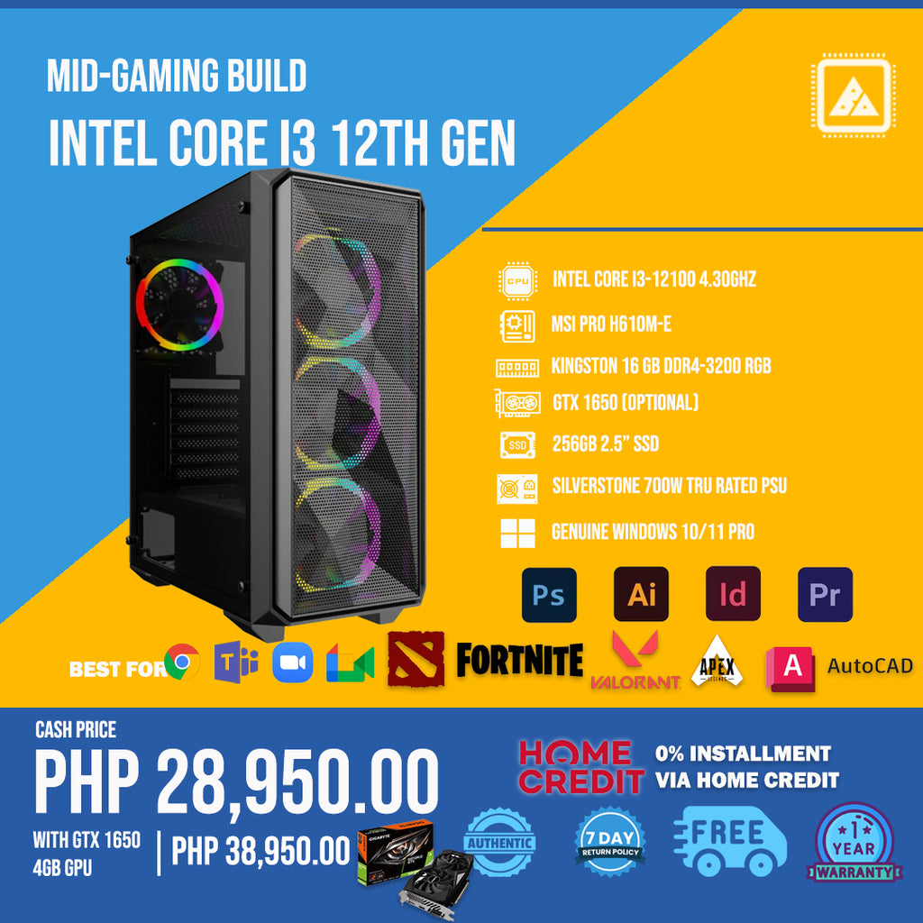 Mid Gaming Build 2023 INTEL I3 12TH GEN