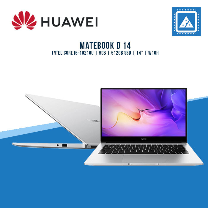 HUAWEI MATEBOOK D 14 I5-10210U | 8GB RAM | 512GB SSD | 14" | W10H (SLV) Best For Student And Freelancers