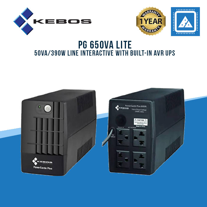 KEBOS PG Lite650VA/390W Line Interactive with built-In AVR UPS